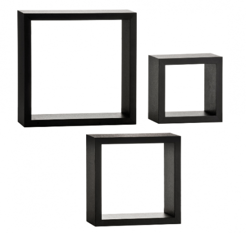 Premier Housewares Wall Cubes, Set of 3 -Black